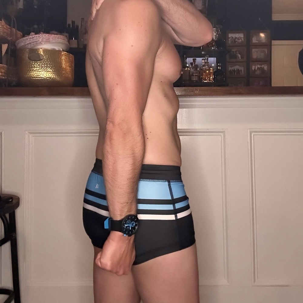 Project 51 | Cassis Square Cut Swim Trunks in Blue / Black / White (Medium) - Picture 12 of 13